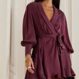 Zimmermann Deep Purple Satin Wrap dress